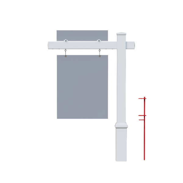 Picture of 5ft Vinyl Real Estate Post (1-Piece) - Standard Cap - Decorative Base